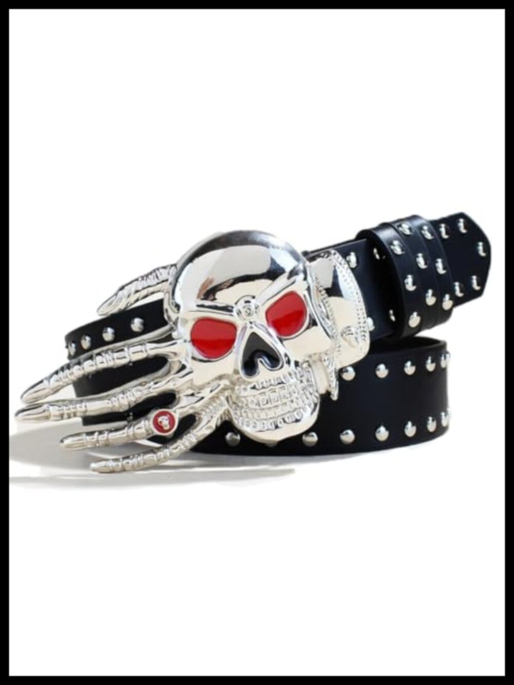 Faux Leather Skeleton Studded Punk Waist Belt Adjustable Halloween